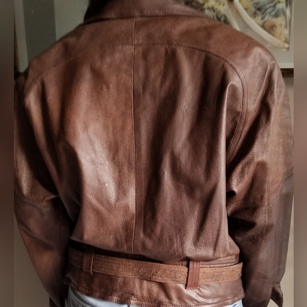 Brown Leather Jacket, Vintage Adventure Bound Jacket - Picture 2 of 5